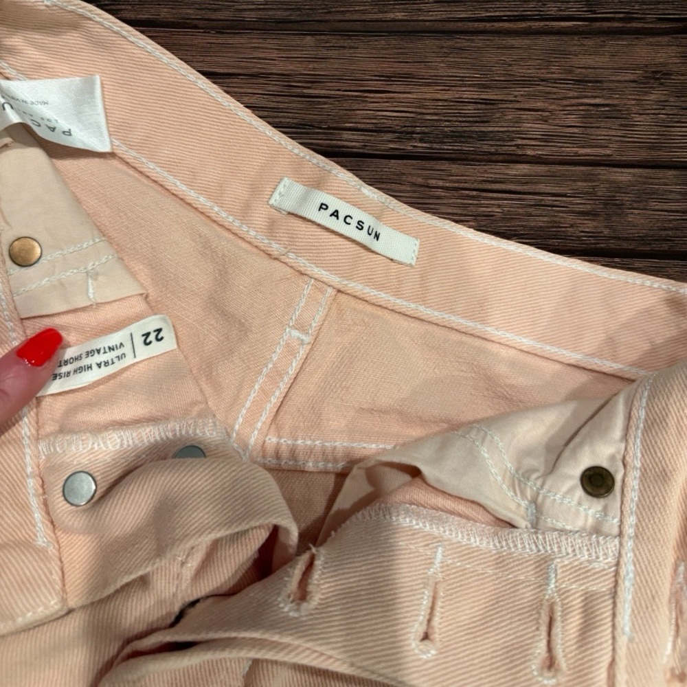 Pacsun Pink High-Waisted Denim Shorts - Picture 2 of 3